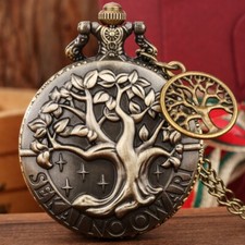 Steampunk Life Trees Pattern Quartz Pocket Watch for Men Women Decorative Tree