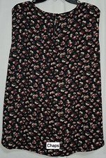 Chaps Blouse, 3X, Black Floral, Sleeveless