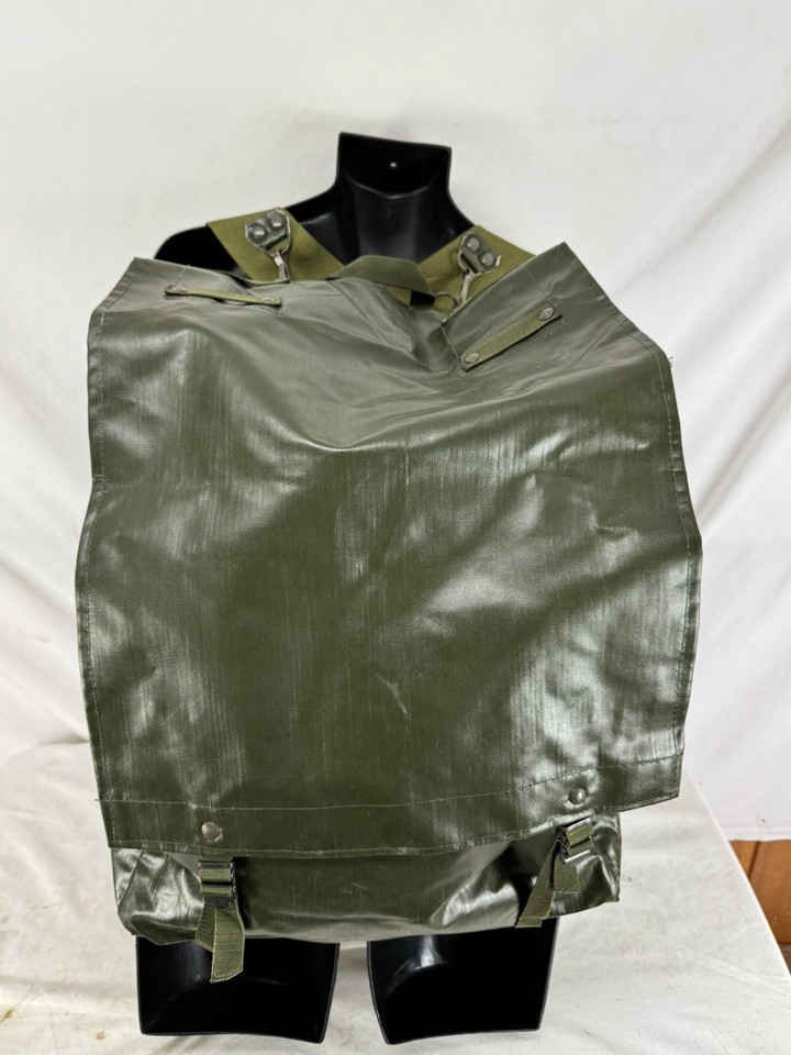 CZECH ARMY VINTAGE MILITARY BACKPACK RUBBERIZED SURPLUS OD GREEN POUCH