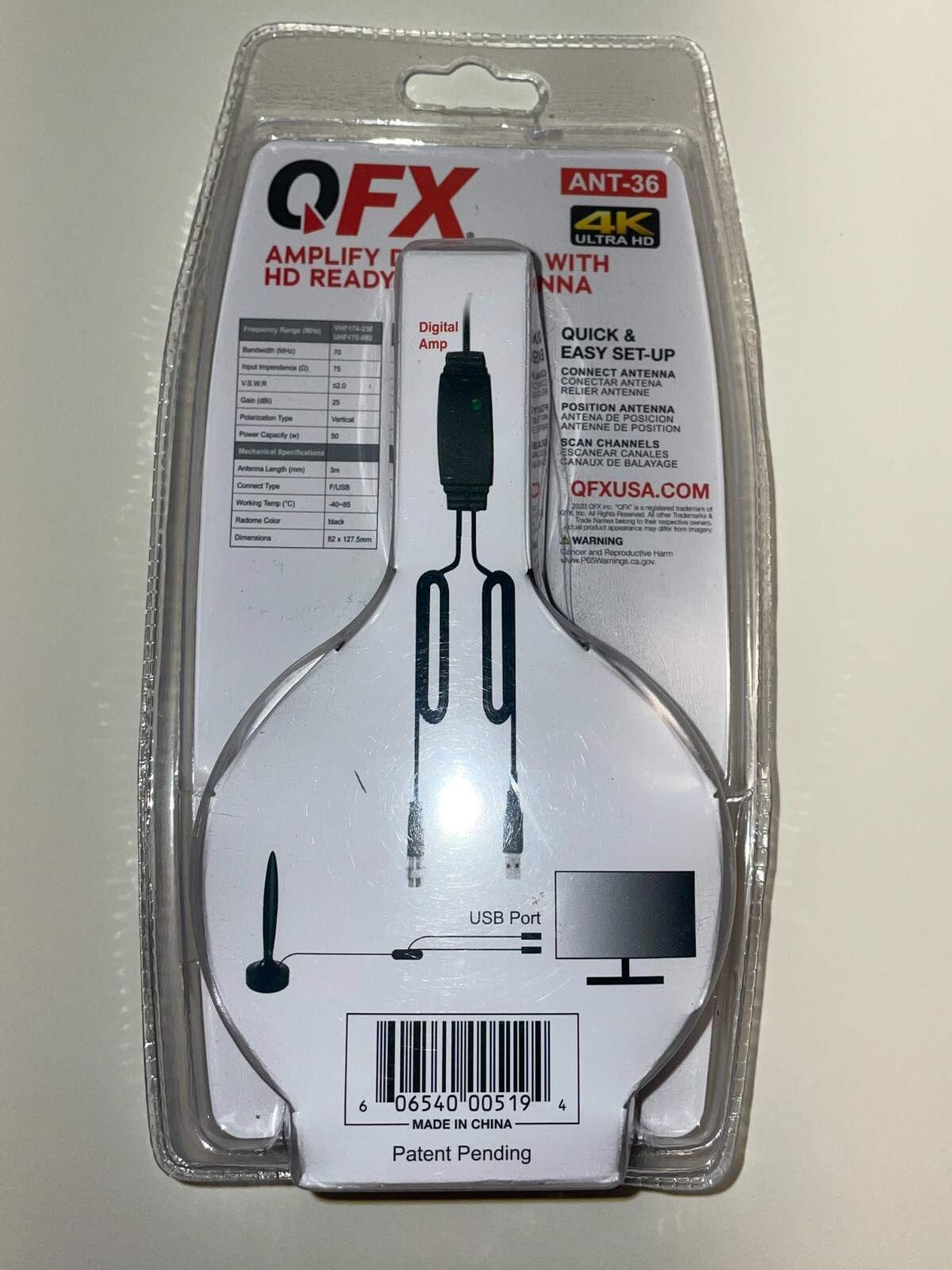 QFX ANT36 Amplified Digital TV & HDReady Base Indoor Antenna
