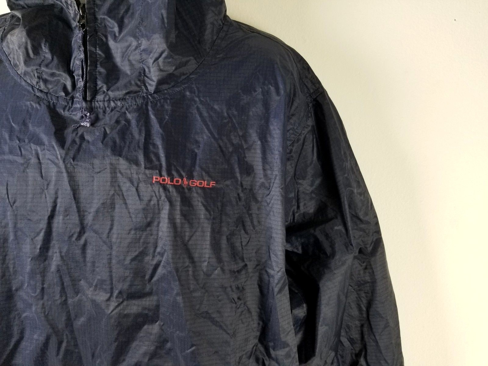 Felpa con cappuccio vintage frangivento Polo Sport Ralph Lauren Spell Out taglia S pony droga ya