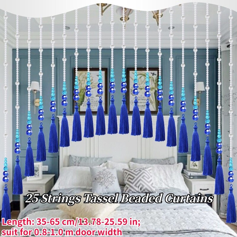 25 Strings Tassel Beaded Curtains Arched Crystal Doorway Curtain Room  Divider