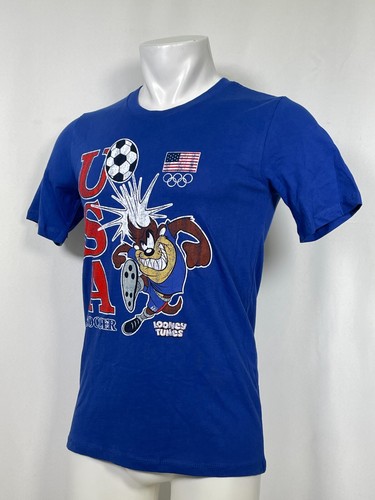 Tasmanian Devil Team USA Looney Tunes Soccer Royal T-Shirt Youth LARGE 14-16 - Picture 5 of 10