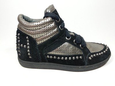 black leather trainers girls