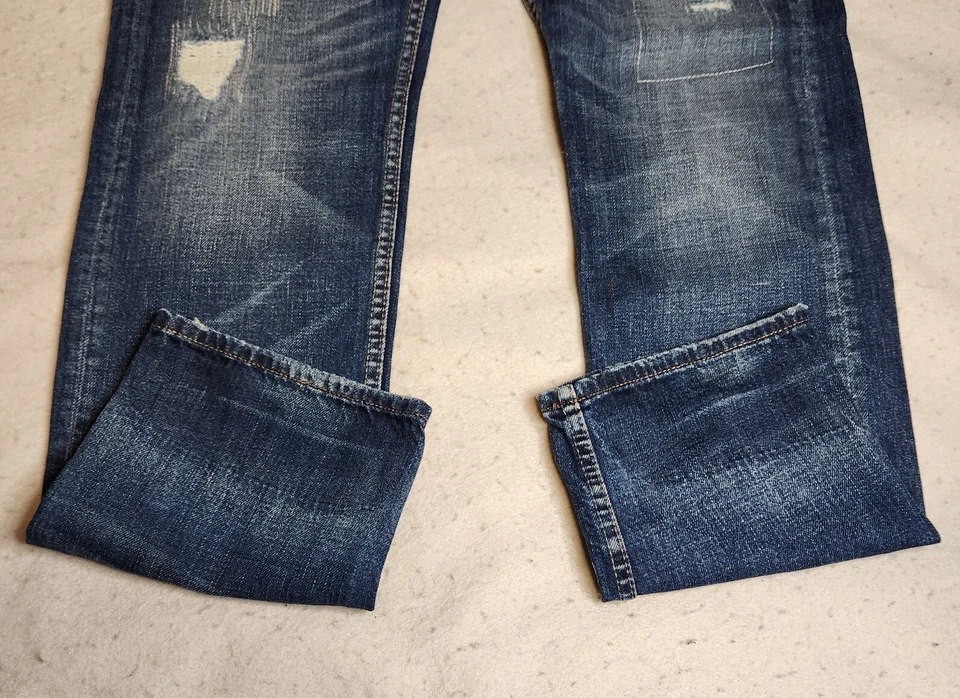 Firetrap Blackseal Mens Jeans Sz 29x31 High Rise Zip Fly Straight Leg Distressed - Image 3 of 4