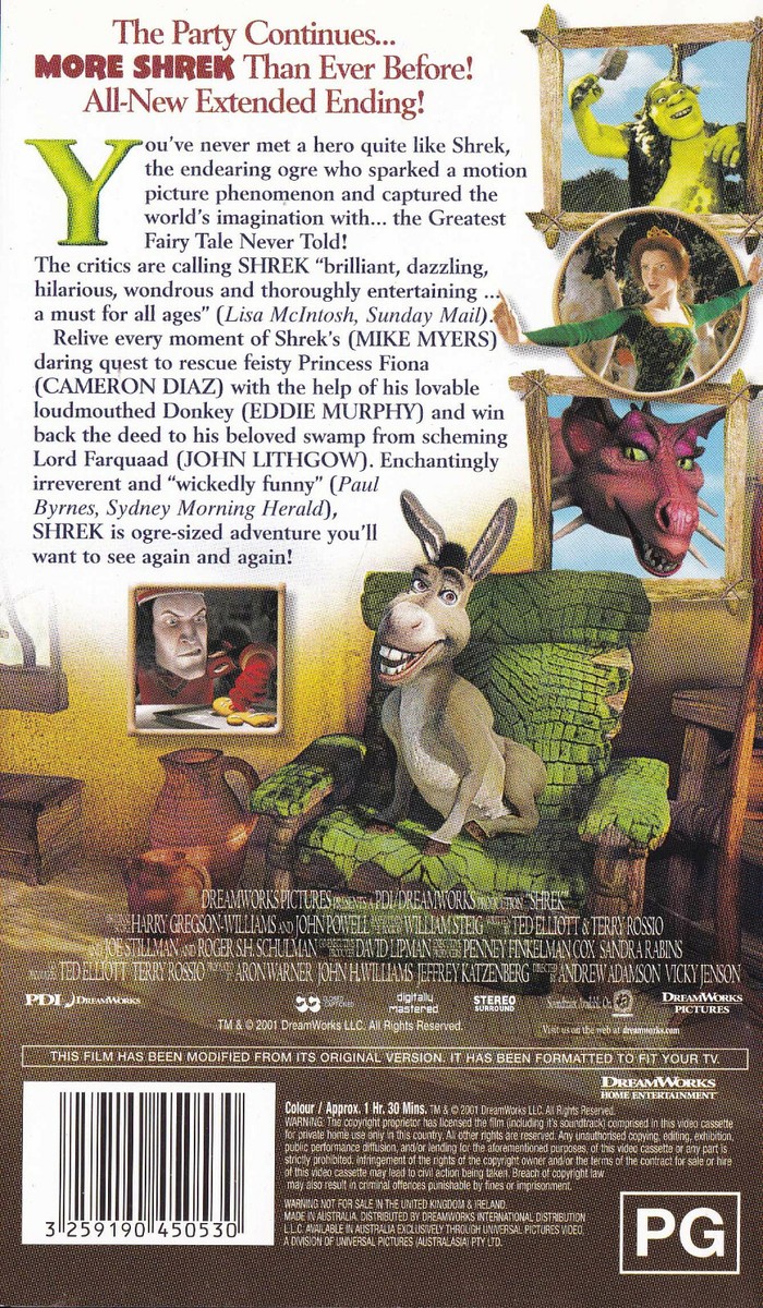 SHREK - Mike Meyers / Eddie Murphy VIDEO VHS Pal SirH70 | eBay