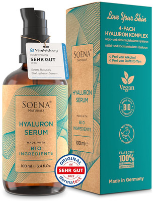 Bio Hyaluron Serum Hochdosiert - Beste Hyaluronsäure (Oligo) - 8-Fach Anti-Falte