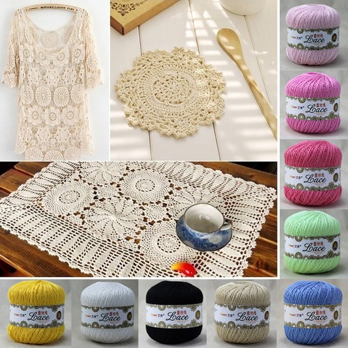 50g/Ball Lace Cotton Yarn 2 Ply Hand Knitting Embroidery Thread Craft Crochet - Picture 2 of 34