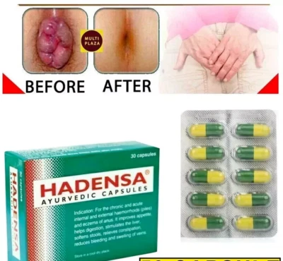 HADENSA AYURVEDIC Antibacterial Herbal Treatment Internal Piles Pain Relief 30 Capsule