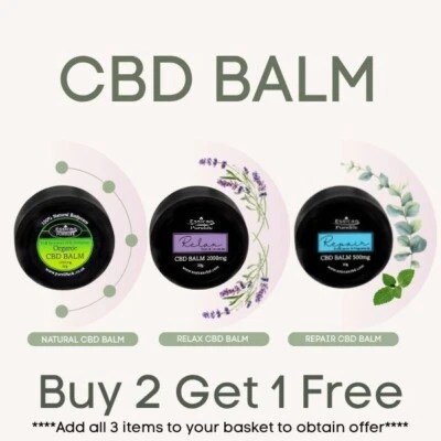 PURE LIFE ORGANIC CBD BALM - Full Spectrum oil. 500mg 1000mg 2000mg. Natural Relax Repair.