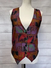 90s Woman's Sostanza Vest Size S/M Safari Animals