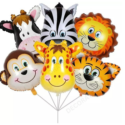 Dschungeltier Folienballons große Tiergesicht Luftballons Kinder Tiger Party Ballons