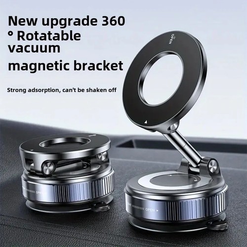 360° Magnetic Car Phone Holder Mount | Vacuum Suction | Foldable | MagSafe - Photo 20 sur 25