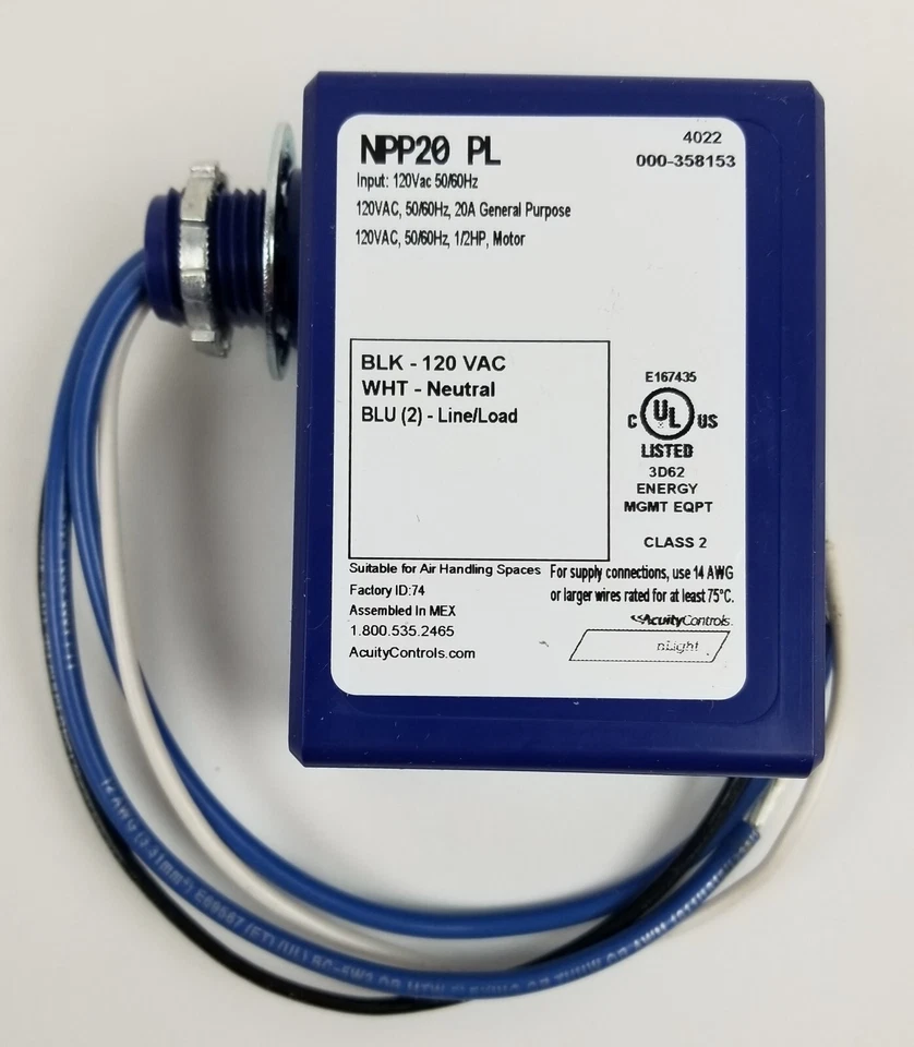 Acuity Controls NPP20 PL Plug Load Control Power Pack 120Vac 20A 50/60Hz NEW - Image 2 of 4