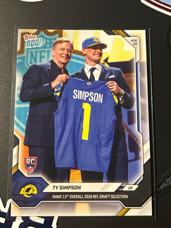Topps Now 2026 Ty Simpson Los Angeles Rams Rookie TSIM NFL Draft Card