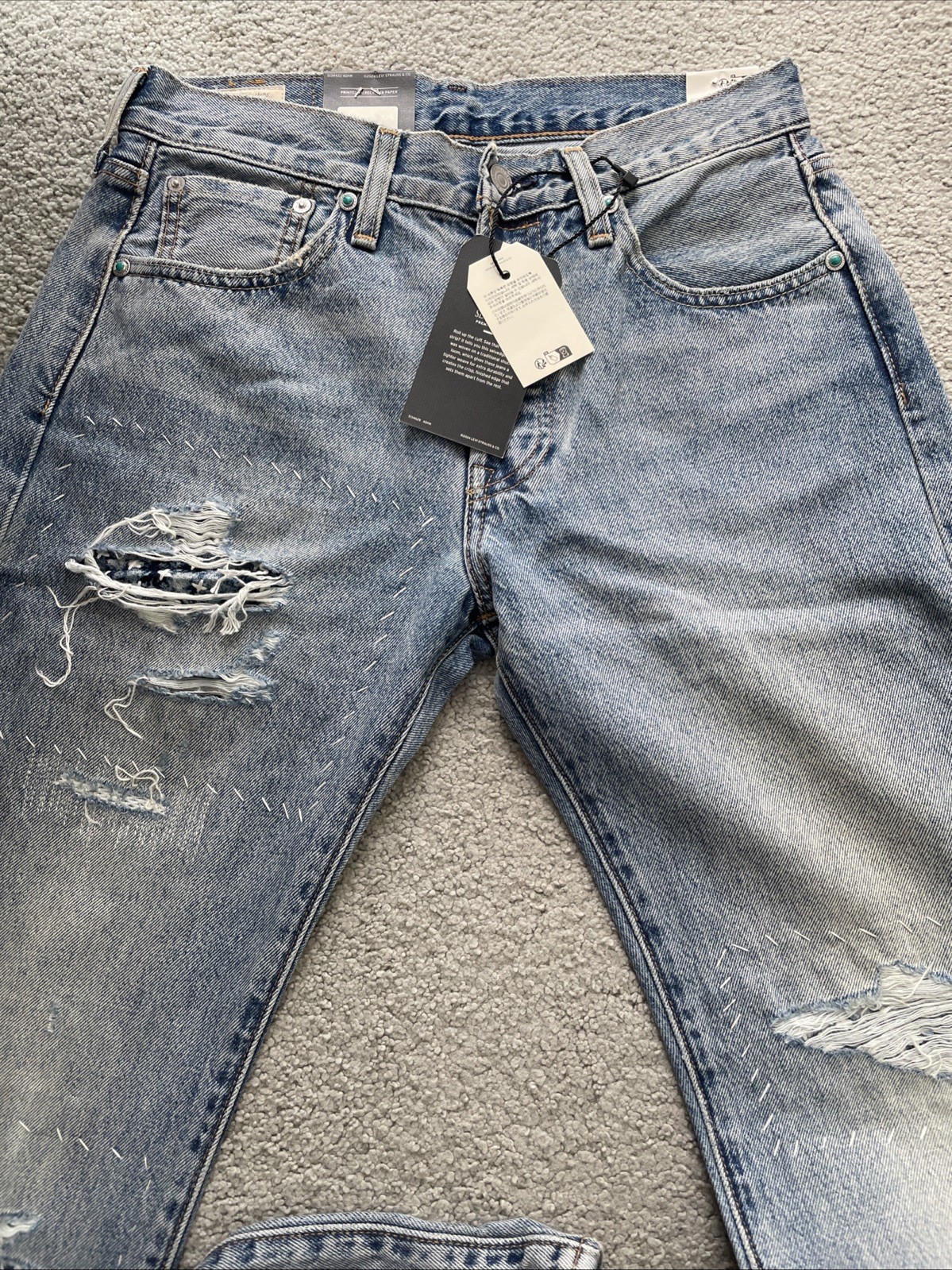 Levi's Premium Big E 501 Original Fit Selvedge Blue Jeans Men's Size 29 X 30 Fly thumbnail 11