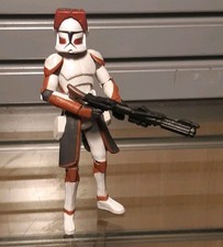 Star Wars figure Red Clone Commander   Clone Wars 3.75" toy with rifle RARE!