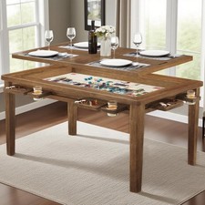 63" 39 Board Game Table W/ Removable Top Solid Wood Dining/Gaming Table