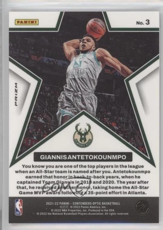 2021-22 Panini Contenders Optic All-Star Aspirations Giannis Antetokounmpo #3 - Image 2 of 2