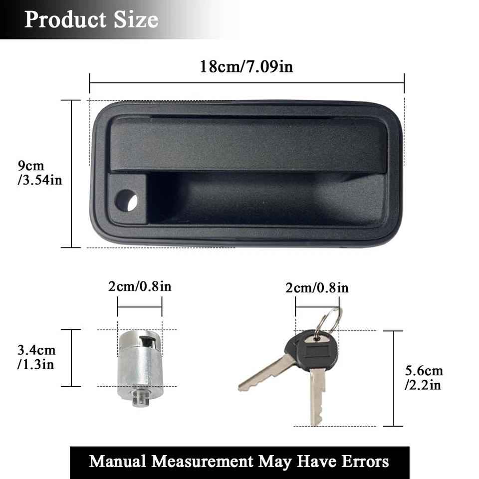 Manija de puerta delantera con cerradura para Chevrolet C1500 GMC K1500 1988-1994 2 PIEZAS 15742229 Foto 2 de 4