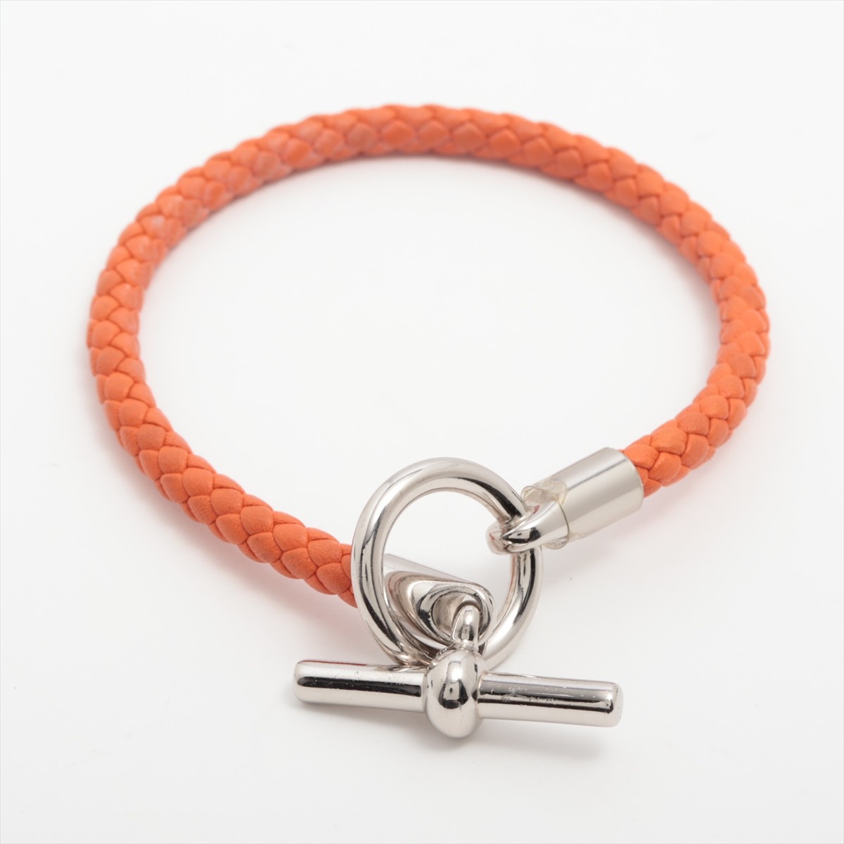 Hermès Glenan Leather Bracelet in Vibrant Orange