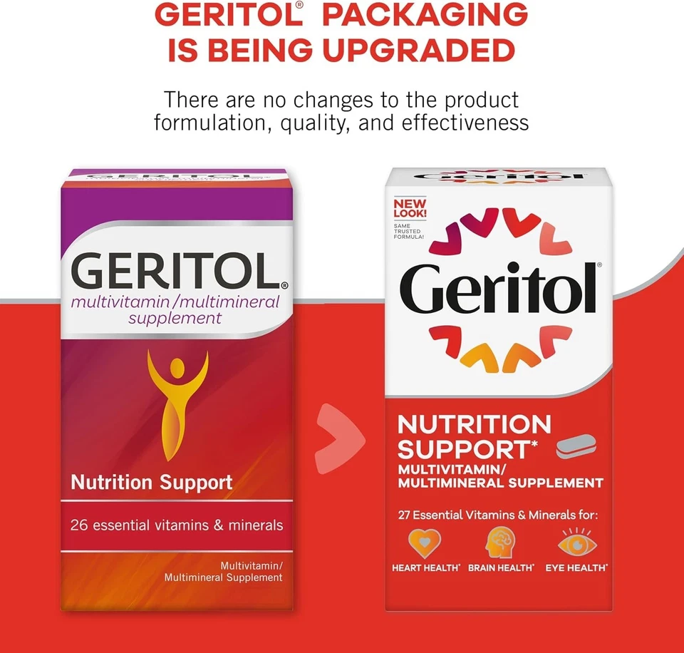 Pack de 2 vitaminas de geritol suplemento multivitamínico y mineral, 40 comprimidos cada uno Foto 3 de 4