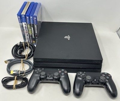 Sony Playstation 4 PS4 Pro 1TB CUH-7115B With Cords 2 Controllers 5 Games HDMI