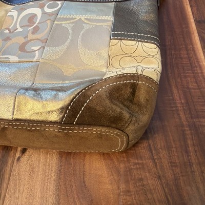 Y2K Coach Signature C Patchwork Gold Medium Shoulder Crosbody Bag