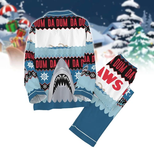 Santa Jaws Christmas Pajama Set for Adults