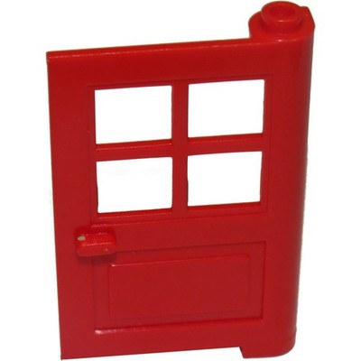 Hot 4x Red Door 1 x 4 x 5 with 4 Panes with 2 Points on Pivot (3861) inv. 414