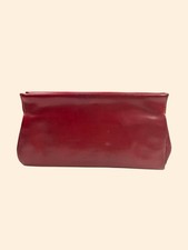 1950s 1960s Vintage Bobbie Jerome Burgundy Leather Clutch Mid Century Formal