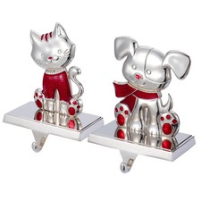 Christmas Stocking Hanger Holders for Mantle,Set of 2 Dog and Cat Stocking Ha...