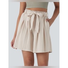 Halara High Waisted Belted Linen Feel Bermuda Shorts XL