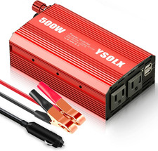 500W Power Inverter 12V to 110V for Vehicles with Dual Fast Charging 24W USB and