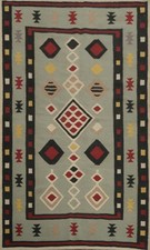 Vibrant Kilim Green Area Rug 5x8 for the Modern Home Hand-Woven Reversible Rug
