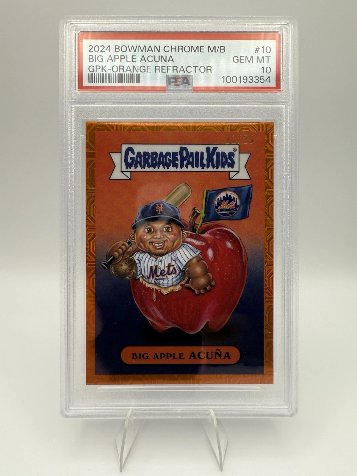 2024 Topps Bowman Chrome Mega Box Bowman GPK Orange Refractor #10 BIG APPLE ACUNA front