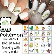 Pokémon  Waterslide Decals Finger Nail, Instructions (set of 50) KC