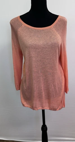 SHEER TANGERINE COLORED WOMENS LARGE TUNIC SWEATER