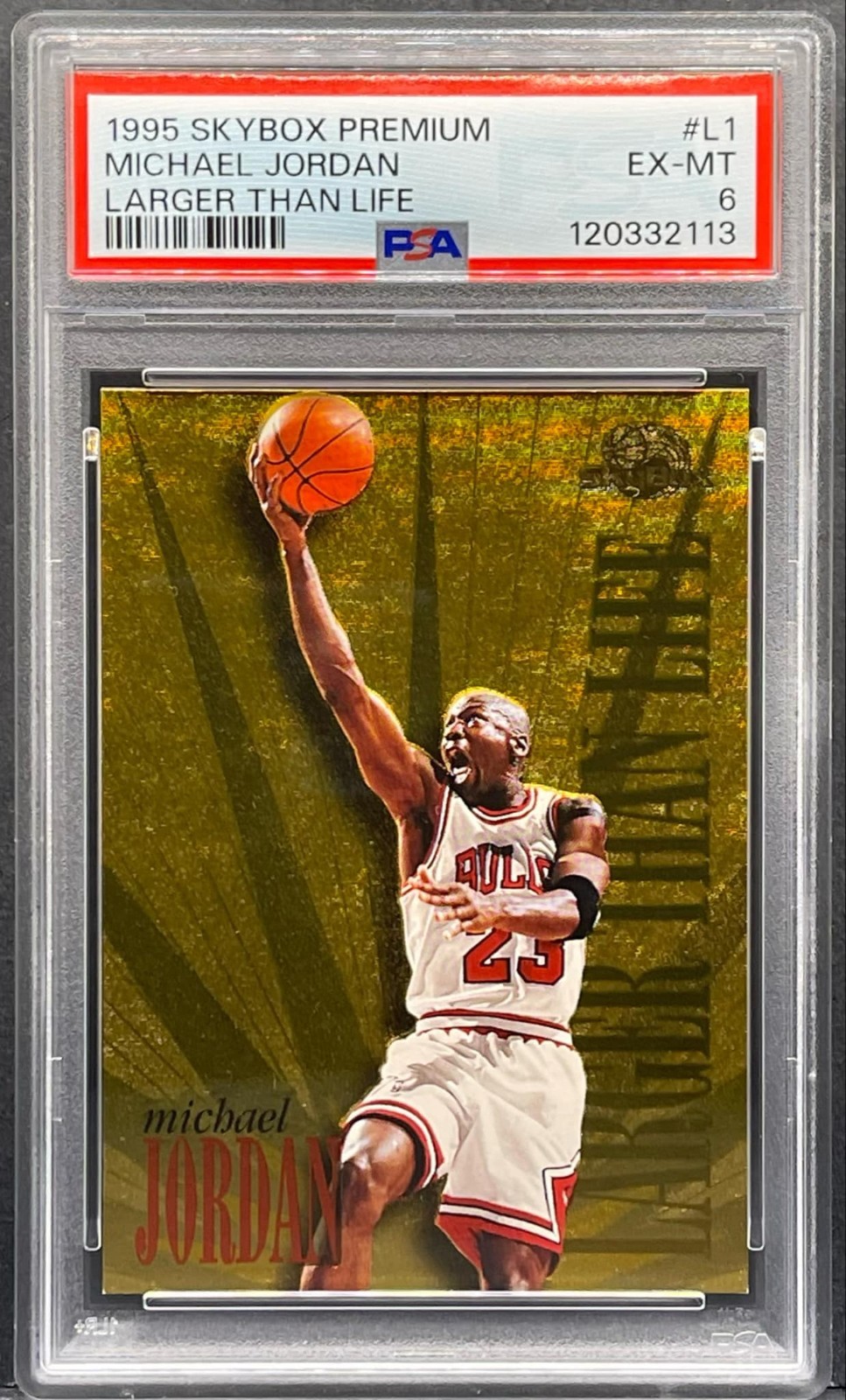 1995-96 Skybox Premium - Larger than Life Michael Jordan #L1 Insert Graded PSA 6