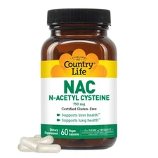 8/27 Country Life N-Acetyl Cysteine (NAC) 750 mg – Premium Liver Support and Lun