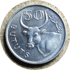 elf The Gambia 50 Bututs 1971 African Domestic Ox Cow