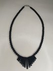 Vintage Art Deco Black Beaded Hematite Piano Fanning Necklace 28 Grams  — photo 7