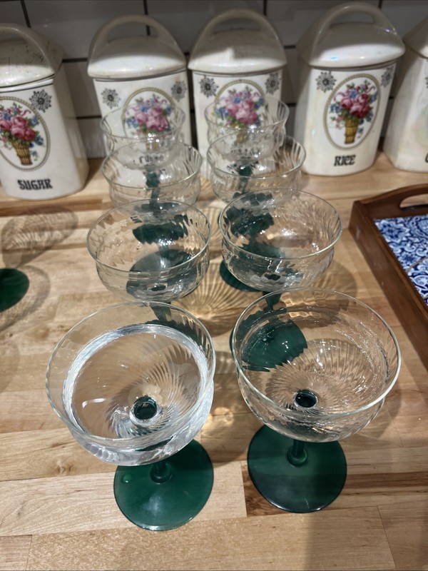 8 Vintage 1950’s Tiffin Glass Stemware For Deserts Or Champagne. 5 1/2”