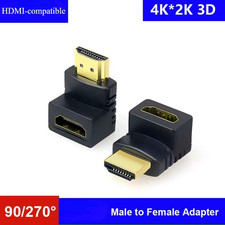 2x 90 DEGREE RIGHT ANGLE or 2x 270 HDMI CABLE ADAPTER Female to Male CONNECTOR