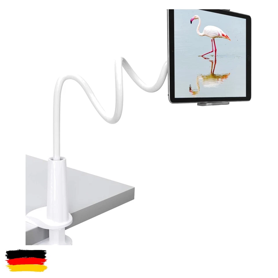 Zoeley Tablet Halter, Schwanenhals Tablet Halterung Verstellbarer Arm (Weiß)