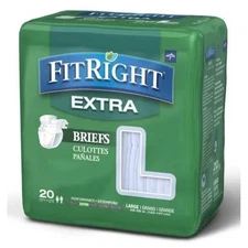 FitRight Extra Adult Briefs Incontinence Diapers w Tabs Large 44"-56" 20 Count