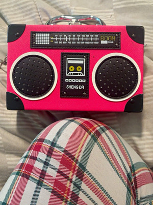 SHENG DA Pink Boombox Novelty Shoulder Bag Top Handle Chain Strap Latch