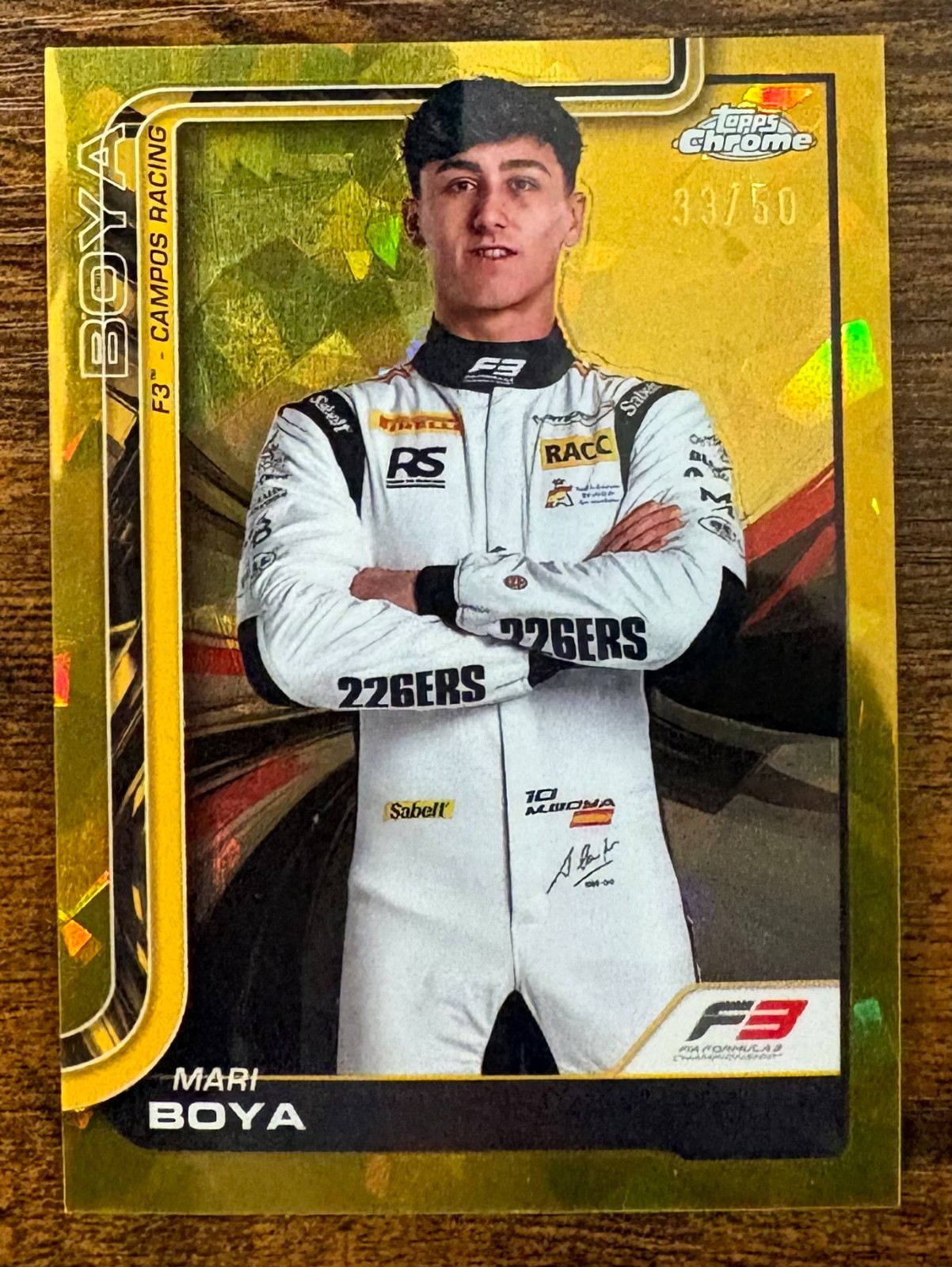 Mari Boya 2025 Topps Chrome - Sapphire - Gold Refractor - F3 Driver  /50