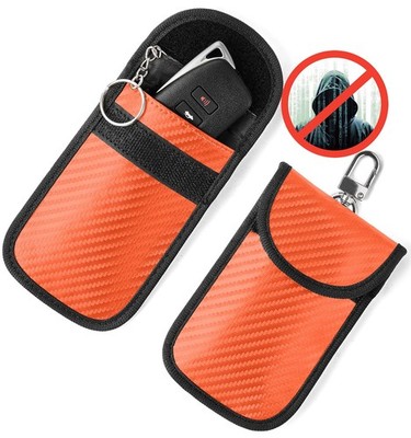 Vammcht Upgraded Faraday Bag for Key Fob (2 Pack), Premium Orange