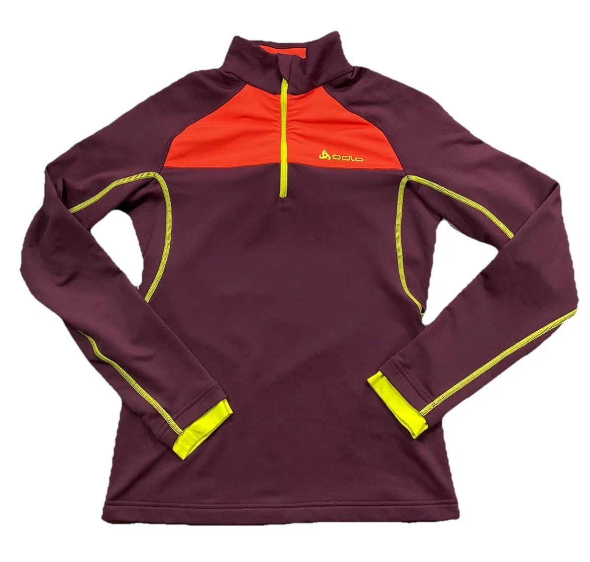 Odlo Base Layer Women’s 1/4 Zip Long Sleeve Color Block Athletic Sporty Small